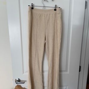 Aerie Groove-On Rib Velour Flare Pant - Cream color
